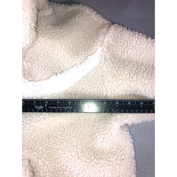 Nike Sherpa Fleece Jacket Big Swoosh Cream White Women’s M Cozycore Streetwear - Picture 4 of 9